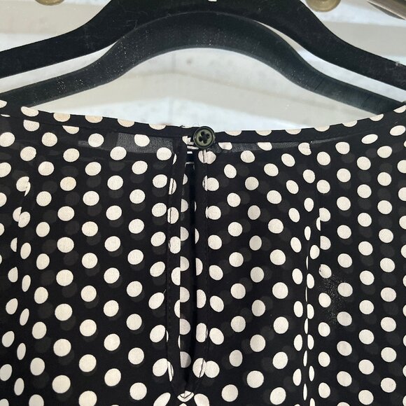 POLKA DOT CAPE SLEEVED BLOUSE - BLACK AND WHITE SIZE 4 - Picture 2 of 2